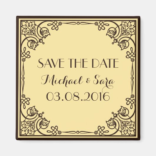 Enregistrer La Date Vintage Wedding Magnet (Devant)