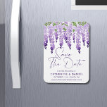 Enregistrer la date Watercolor Wisteria Lilac Mari<br><div class="desc">Enregistrer la date Aquarelle Wisteria Lilac Wedding Enregistrer la date Magnets présente d'élégantes fleurs de glycine à l'aquarelle en lilas mou, lavande et violet avec feuilles verts sur un arrière - plan blanc avec vos informations Enregistrer la date ci-dessous. Personnalisez en modifiant le texte dans les zones de texte fournies....</div>