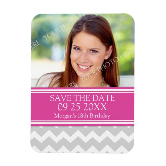 Enregistrer la photo Date Anniversaire Magnet Grey (Vertical)