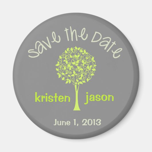 Enregistrer le aimant Date Green/Grey Tree (Devant)