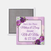 Enregistrer le aimant Mariage de date violet (Recto/Verso)