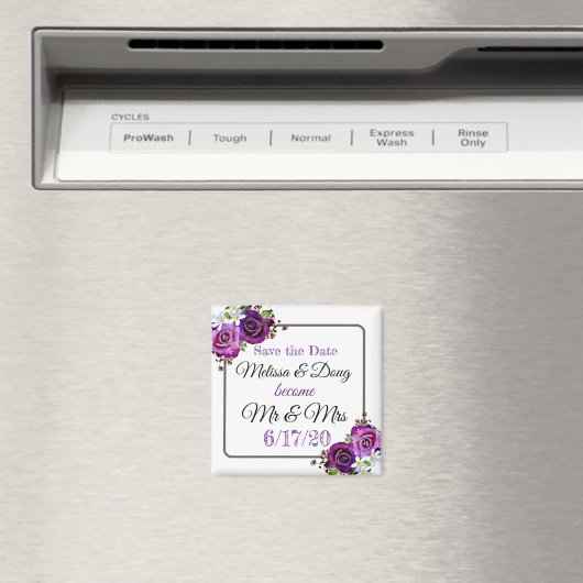 Enregistrer le aimant Mariage de date violet (In Situ (Lave-vaisselle))