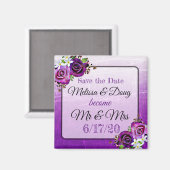 Enregistrer le aimant Mariage de date violet (Recto/Verso)