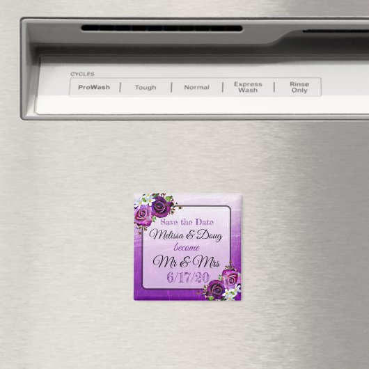 Enregistrer le aimant Mariage de date violet (In Situ (Lave-vaisselle))