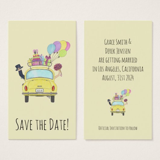 Enregistrer le couple de dates dans Retro Car (Devant & derrière)