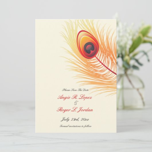 Enregistrer Le Faire-part de mariage Date Peacock (Debout devant)