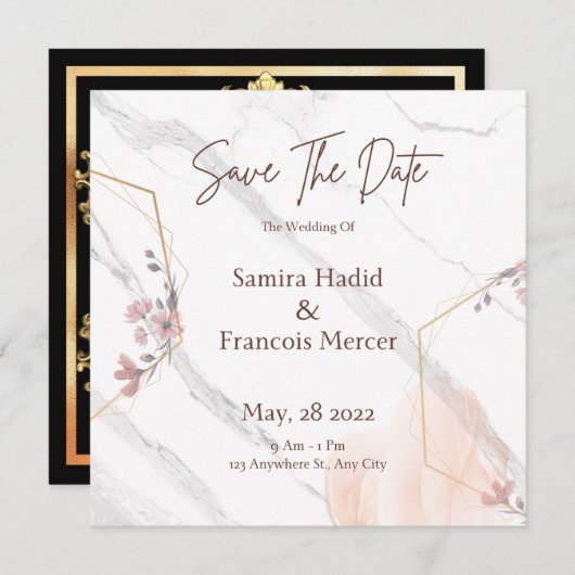 Enregistrer le Faire-part de mariage Date unique (Devant / Derrière)