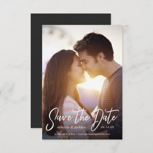 Enregistrer le Faire-part de Mariage de script de  (Devant / Derrière)