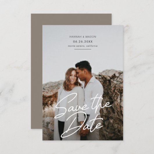 Enregistrer le Faire-part de script de date simple (Devant / Derrière)