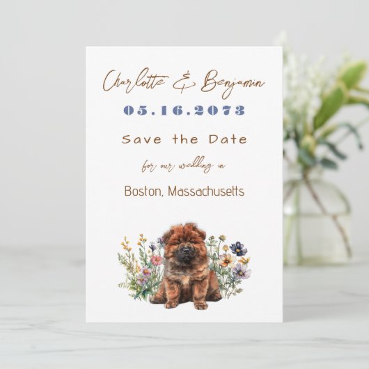 Enregistrer le Faire-part Mariage Date Chow Dog (Debout devant)