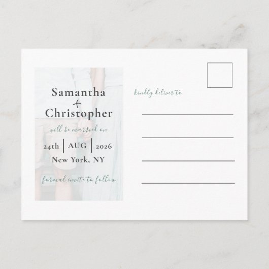 Enregistrer le Mariage Modèle photo vert Date Sage (Dos)