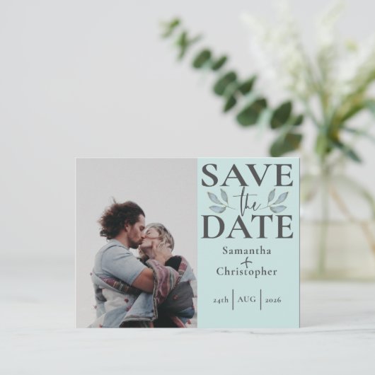 Enregistrer le Mariage Modèle photo vert Date Sage (Debout devant)