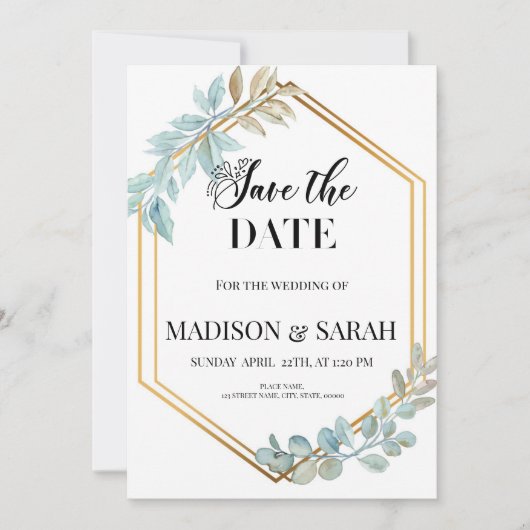 Enregistrer Le Modèle Date Invitation (Devant)