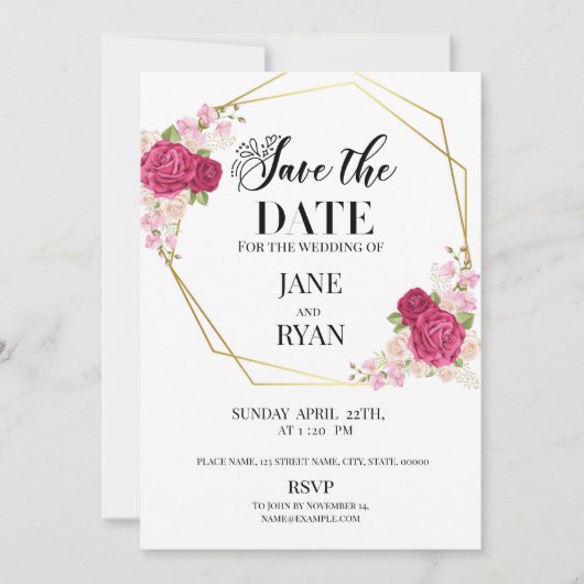 Enregistrer Le Modèle Date Invitation (Devant)