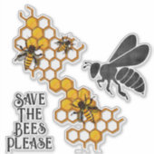 Enregistrer les abeilles S'il vous plaît Sticker (Devant)