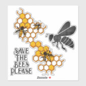 Enregistrer les abeilles S'il vous plaît Sticker (Feuille)