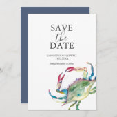 Enregistrer Les Cartes De Date Aquarelle Crabe Ble (Devant / Derrière)