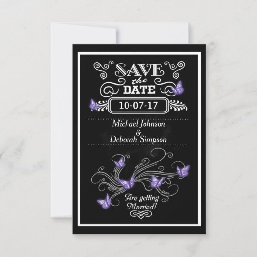 Enregistrer Les Cartes De Date Chalkboard Purple B (Devant)