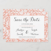 Enregistrer les cartes de date, Dentelle de corail (Devant / Derrière)