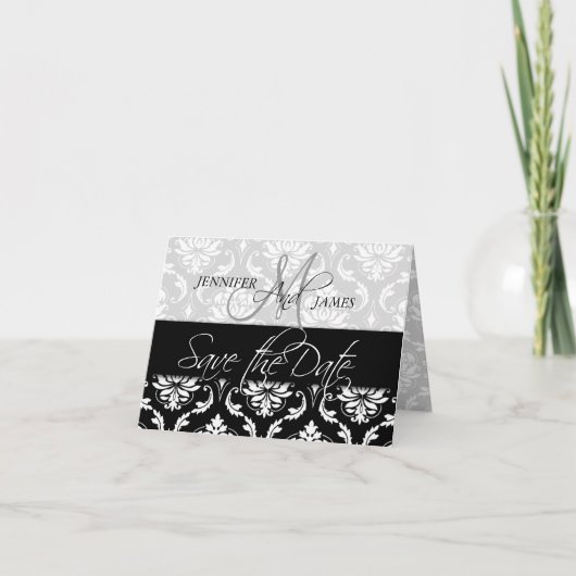 Enregistrer les cartes de dates Damask Monogramme (Devant)