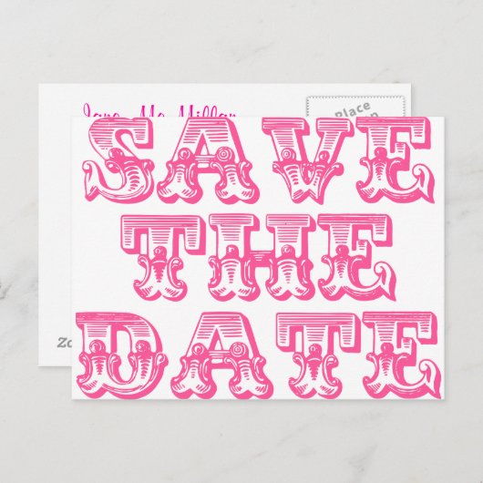 Enregistrer les cartes postales Date en rose chaud (Devant / Derrière)