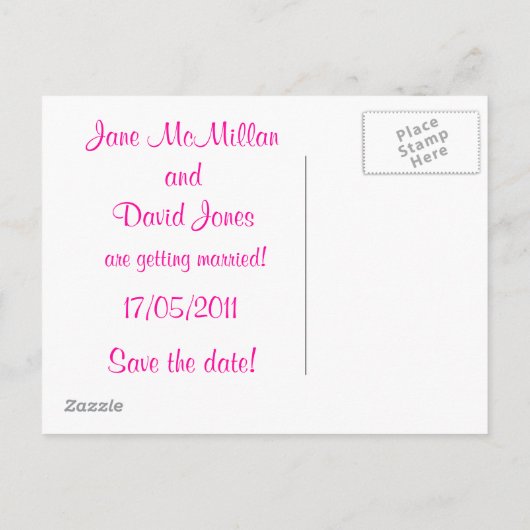 Enregistrer les cartes postales Date en rose chaud (Dos)