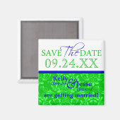 Enregistrer les dates Vert Damas Design Aimant Ble (Recto/Verso)