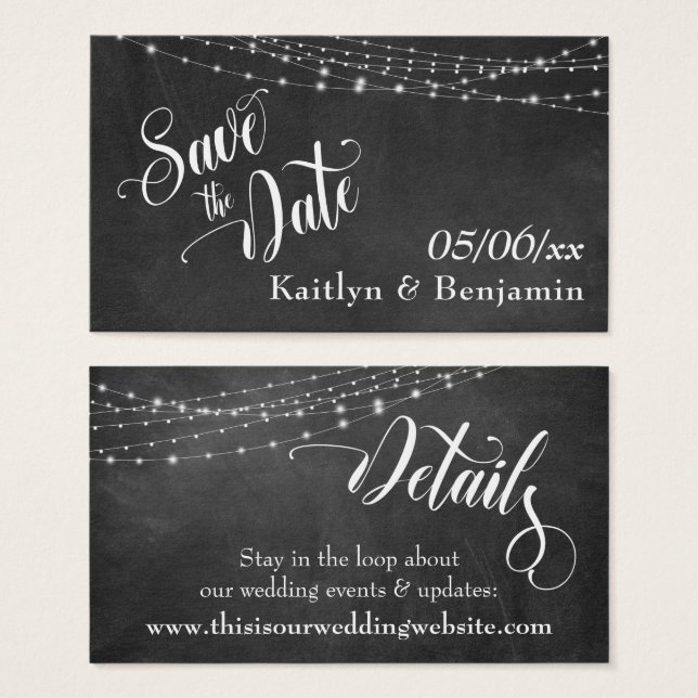 Enregistrer les détails du Mariage Date Chalkboard (Devant & derrière)