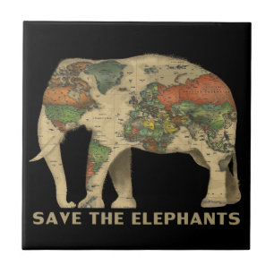Enregistrer les éléphants Carreaux de photo en cér