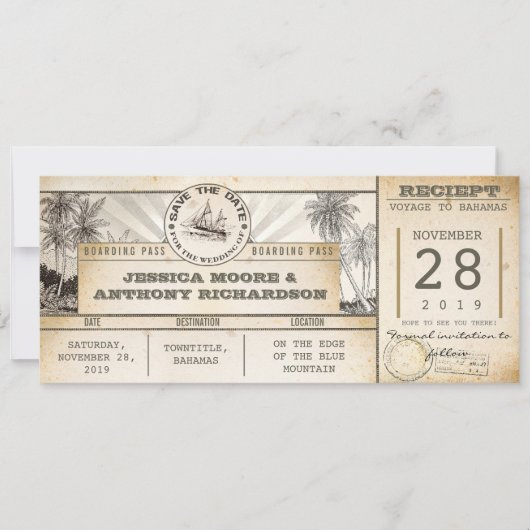 enregistrer les tickets de date - invitations vint (Devant)