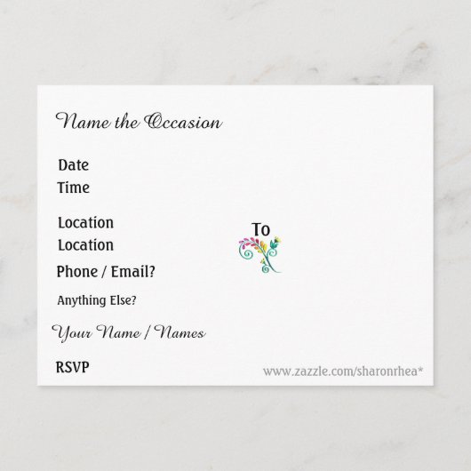 Enregistrer l'invitation par carte postale Date (Dos)
