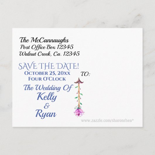 Enregistrer l'invitation par carte postale Date (Dos)