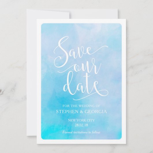 Enregistrer nos invitations de mariage date bleu a (Devant)