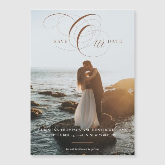 Enregistrer Notre Date Formelle Script Photo Carte (Devant)