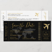 Enregistrez la date Carte du monde dorée Carte d'e (Devant / Derrière)