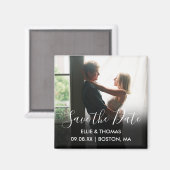 Enregistrez la Date Chic Moderne Script Magnet Pho (Recto/Verso)
