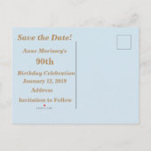 Enregistrez la date de la fête des 90 ans, Carte p (Dos)