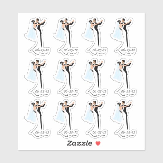 Enregistrez les stickers d'arrêt Mariage Date (Feuille)