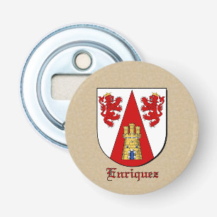 Enriquez Heraldic Arms op perkament stijl terug Button Flesopener