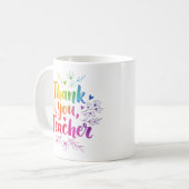 Enseignant brillant coloré "Merci" Mug Cadeau (Devant gauche)