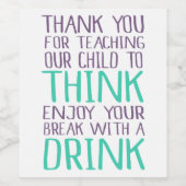 Enseignant Cadeau Vin bouteille Étiquette Vacances (Étiquettes simples)