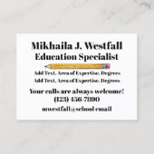 Enseignant / Carte de visite de l'éducation (Dos)