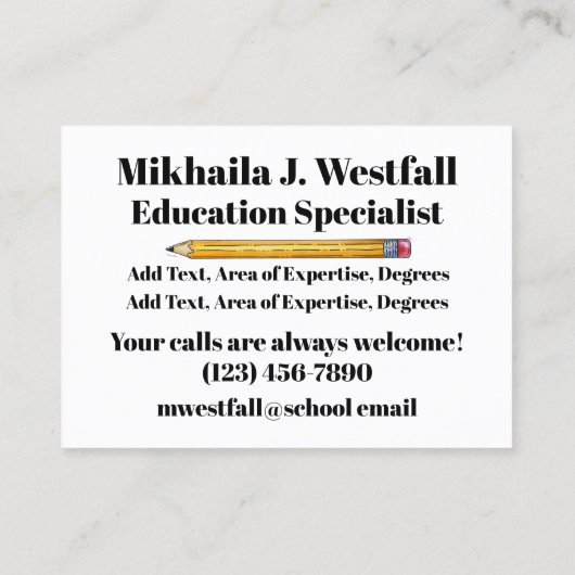 Enseignant / Carte de visite de l'éducation (Dos)