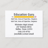 Enseignant / Carte de visite de l'éducation par SR (Dos)