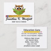 Enseignant / Carte de visite de l'éducation par SR (Devant / Derrière)