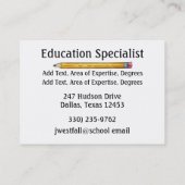 Enseignant / Carte de visite de l'éducation par SR (Dos)