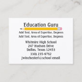 Enseignant / Carte de visite et Humour de l'éducat (Dos)