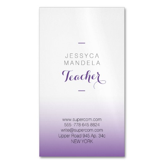 Enseignant Carte de visite magnétique (devant Vertical)