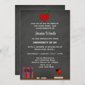 Enseignant Chalkboard Heart Graduation Invitation (Devant / Derrière)