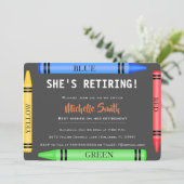 Enseignant Colorful Crayon Invitation de retraite (Debout devant)